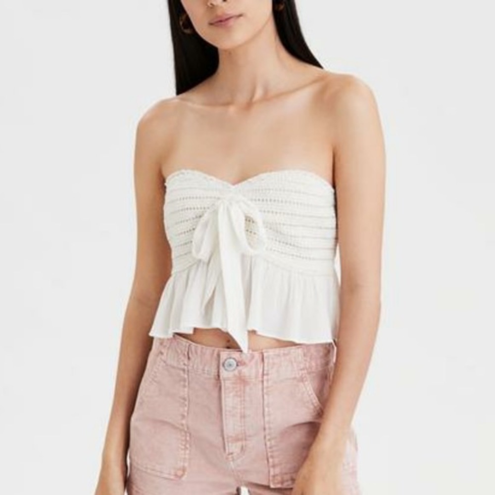 American Eagle Crochet Tie Front Tube Top